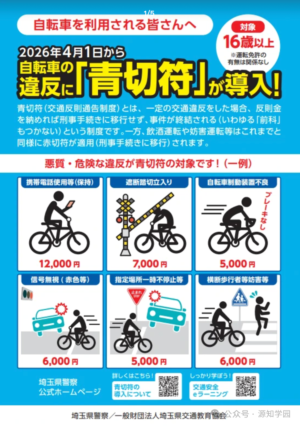 《日本新规引爆“全民崩溃”：骑车看手机罚1万2，开车不避让最高拘留！》配图2 - 源知学园